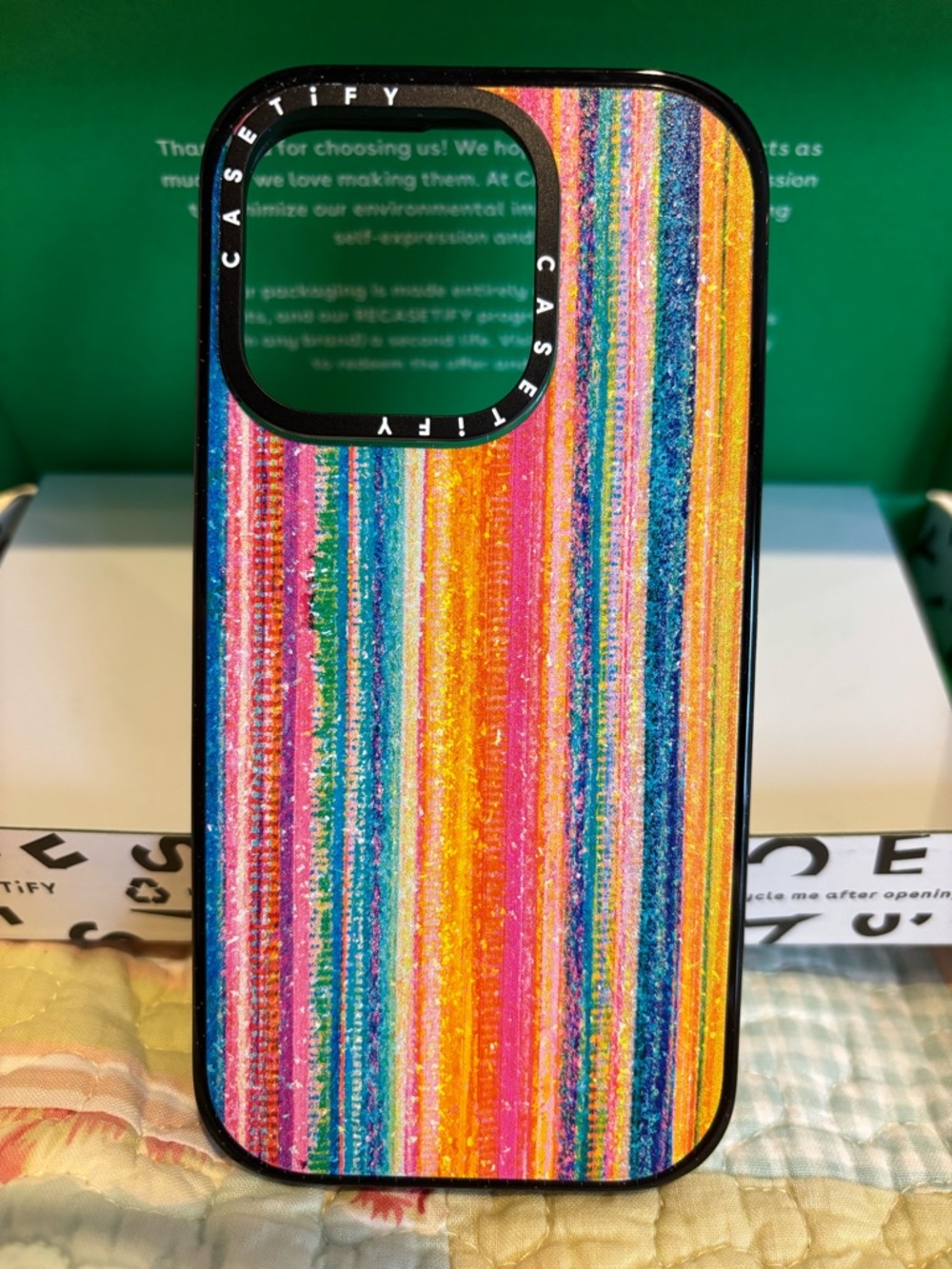 Casetify Multicolor Glitter Stripe iPhone Case - Vibrant Rainbow